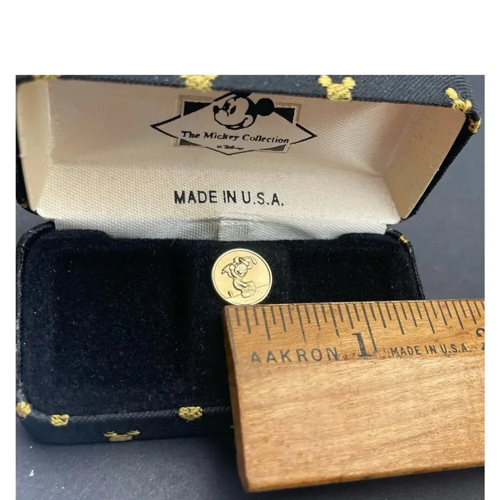 Disney Mickey Collection Golf Gold Tone Tie Pin Golfing Made USA Original Box